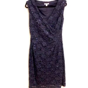 Dress Barn Blue Sparkle Wrap Dress Size 10